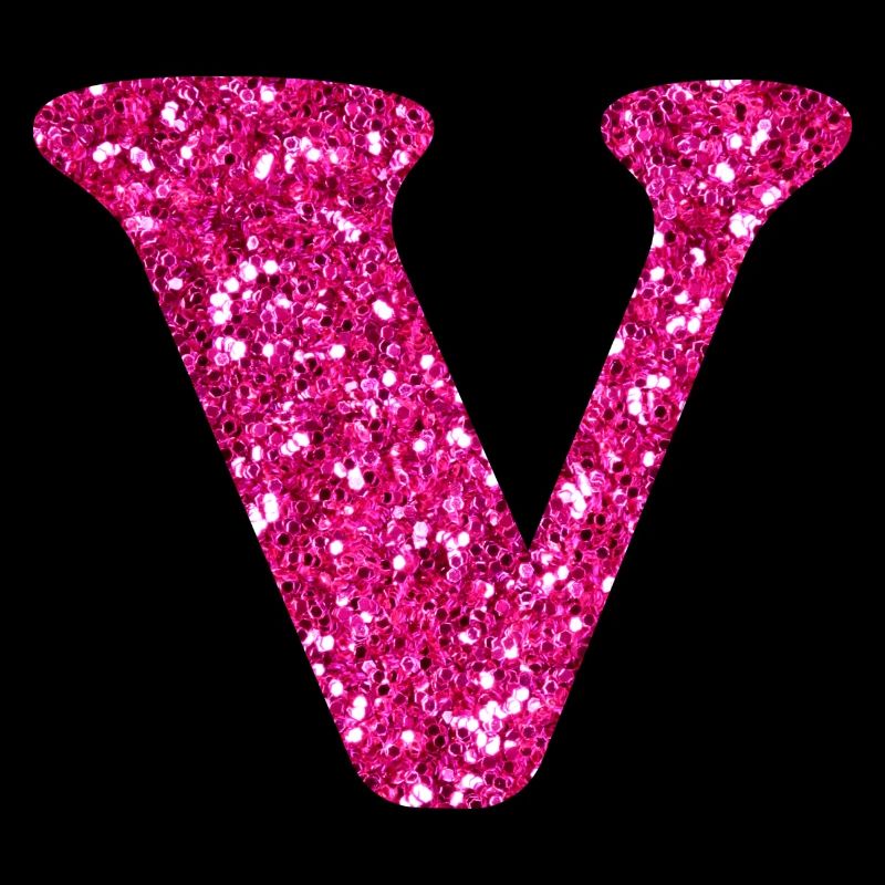 Letter V Pink Glitter