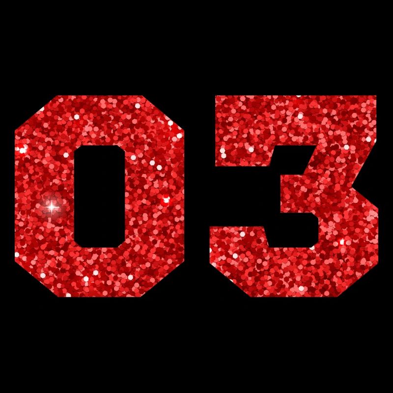 Number 3 Red Glitter -3rd Anniversary