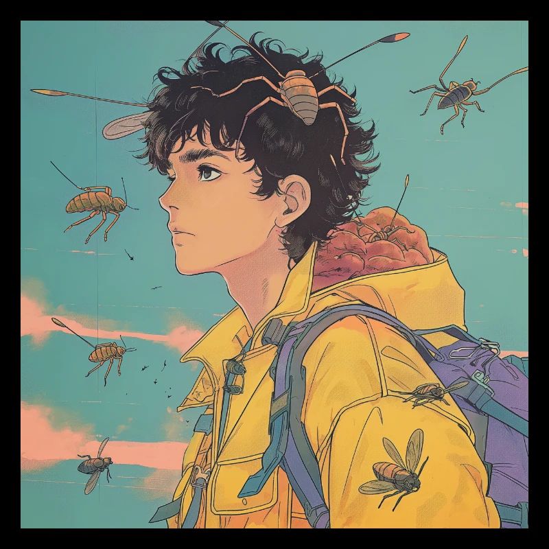 Années 80 Anime Guy Calmant Impression de mode de haute qualité