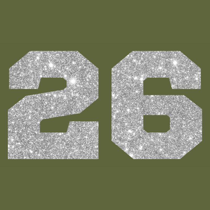 Number 26 Silver Glitter - 26th Anniversary