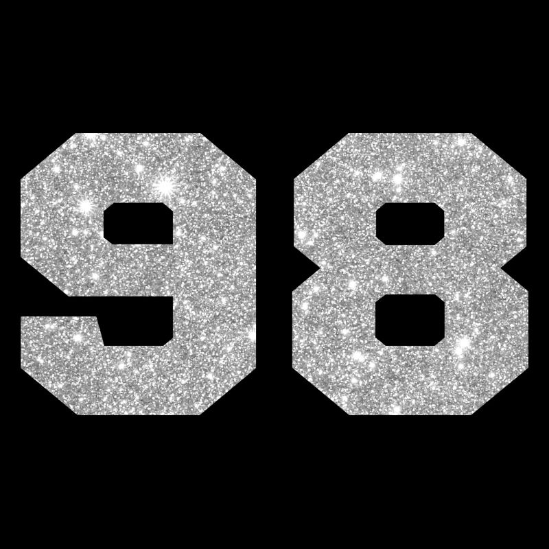 Number 98 Silver Glitter - 98th Anniversary