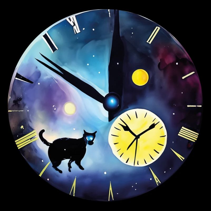 Abstract Cats Clock