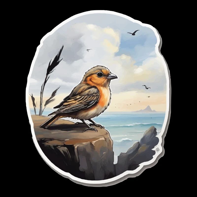 Landscape Painting with Bird