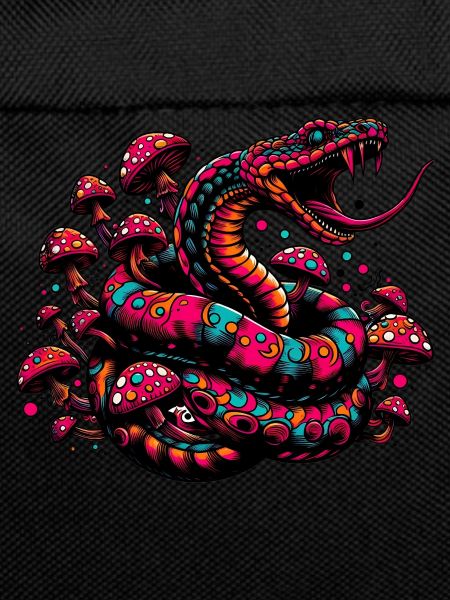 Psychedelic snake with mushrooms