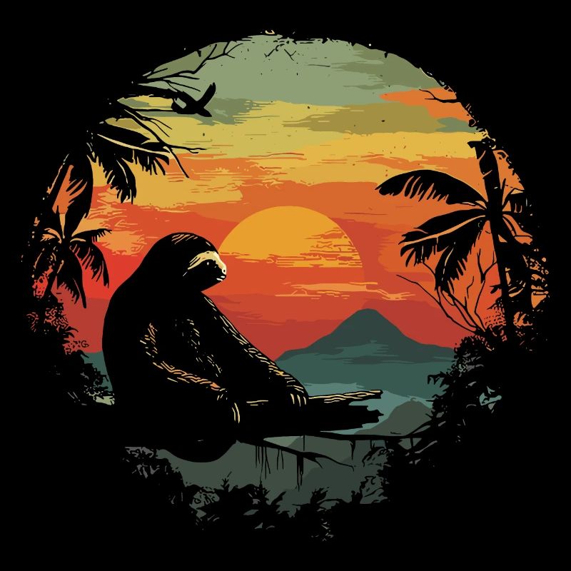 Sloth Sloth Animal Sloth Wilderness Beach Palm Trees