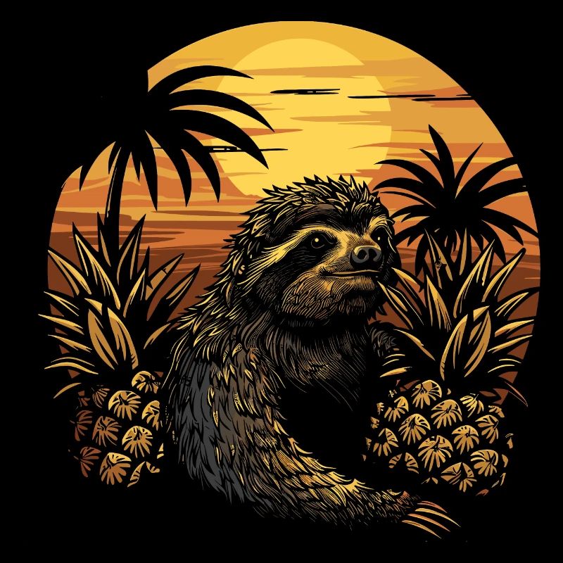 Sloth Sloth Animal Sloth Wilderness Beach Palm Trees