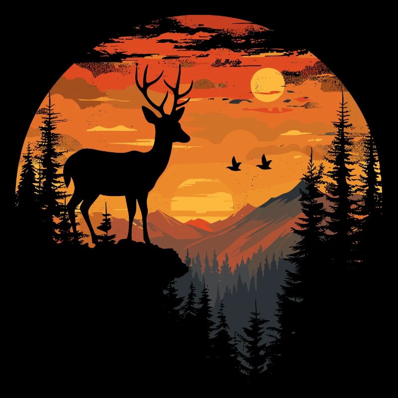Deer Forest Deer Nature Sunset
