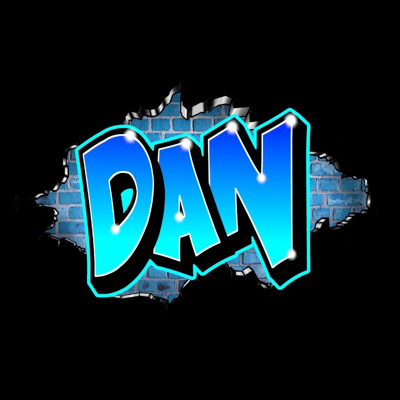 Graffiti DAN Wand Risse Blaue Ziegel