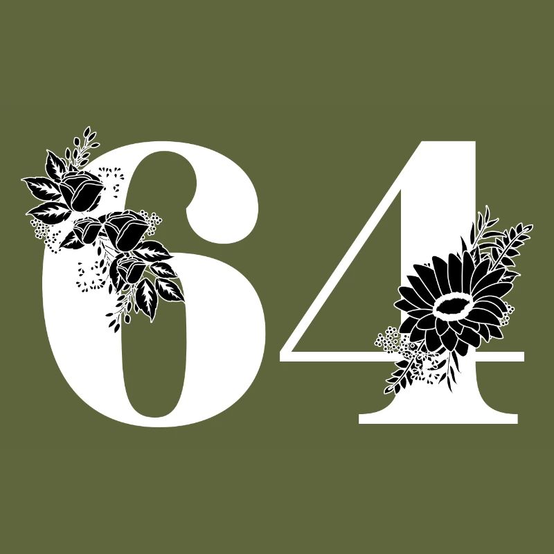 Nummer 64 Schwarze Blumen - 64. Blumengeburtstag