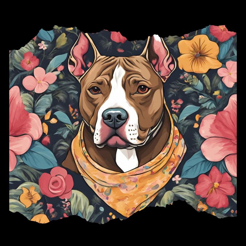 pitbull et fleurs