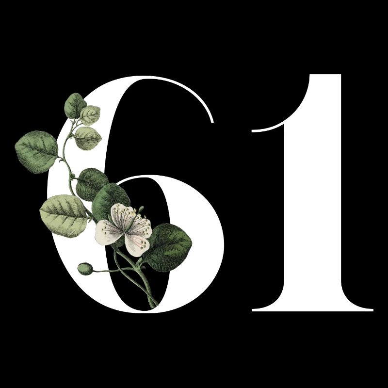 Nummer 61 Blumengrün - 61. Geburtstag Blumen