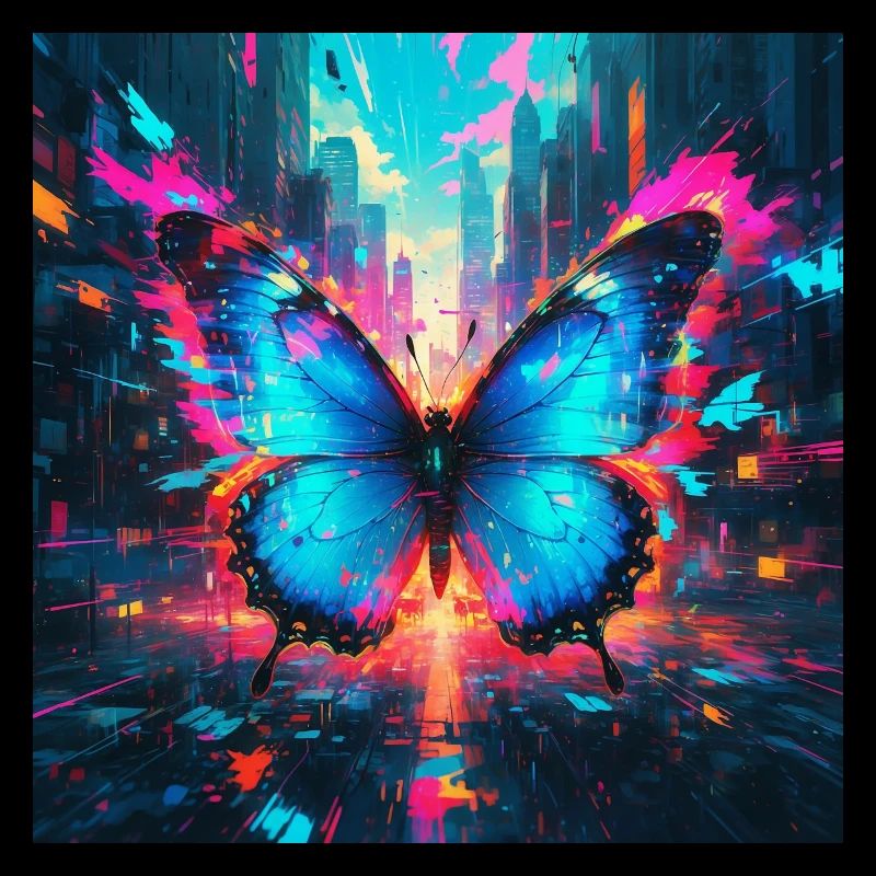 Neon Blue Morpho Butterfly