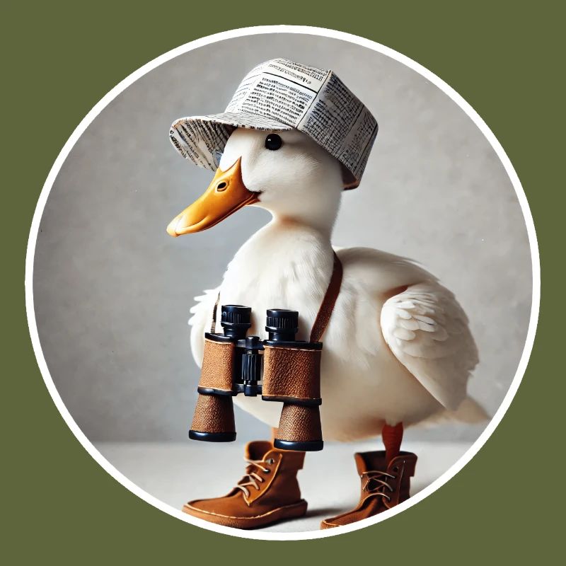 Duck with binoculars