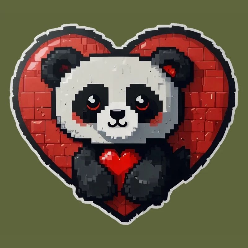 Pixel-Panda mit großem Herz