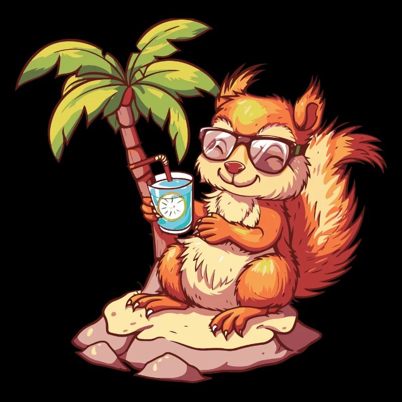 Eichhörnchen Sommer Strand Comic