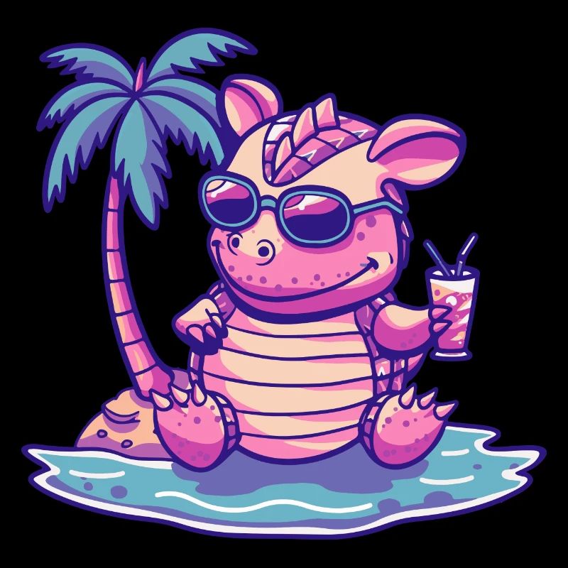 Gürteltier Sommer Strand Comic