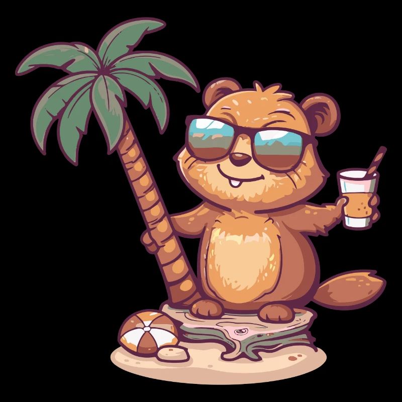 Biber Sommer Strand Comic