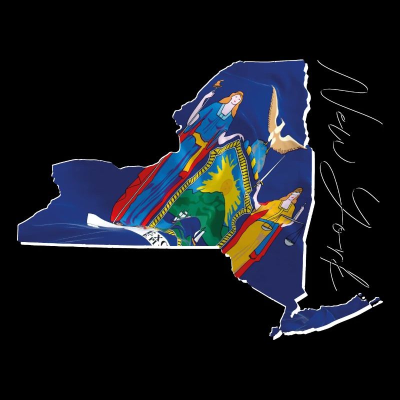 New York (États-Unis) | Drapeau réel | Flag Map Script