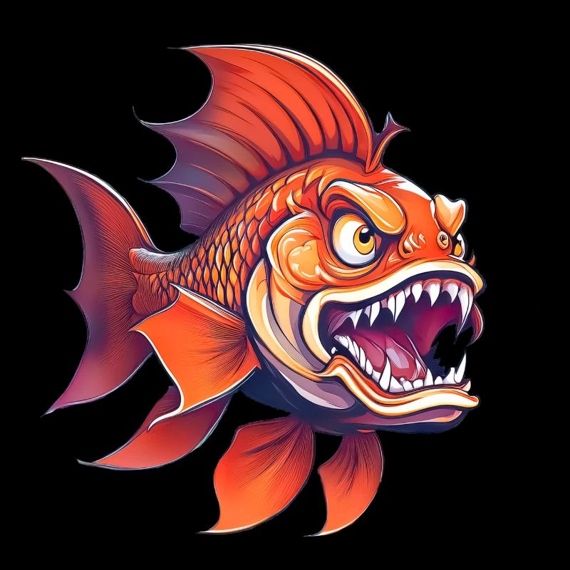 Wild angry animal pugnacious combative goldfish