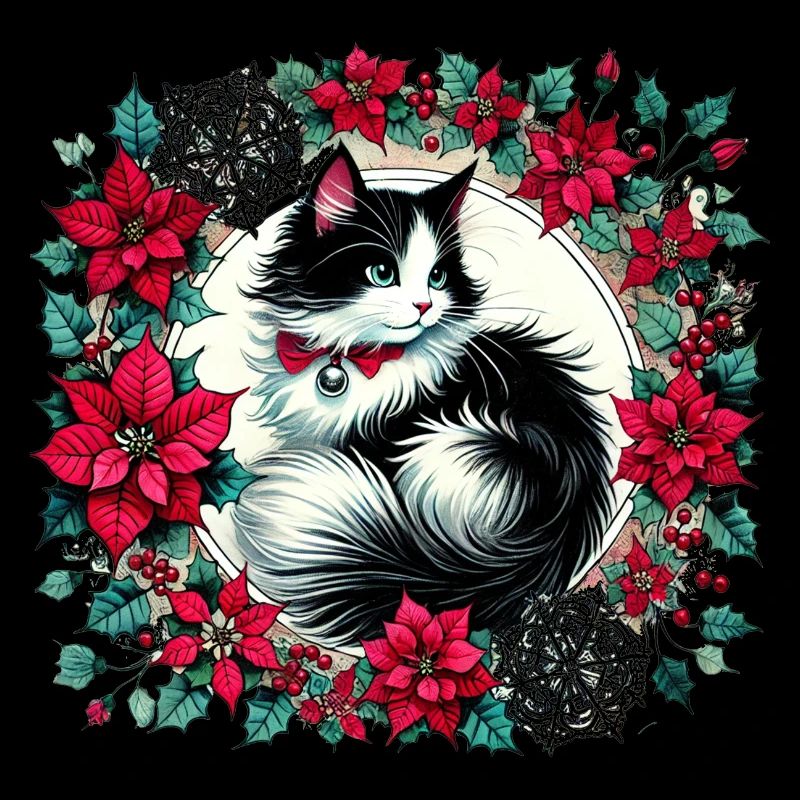 Christmas Tuxedo Cat