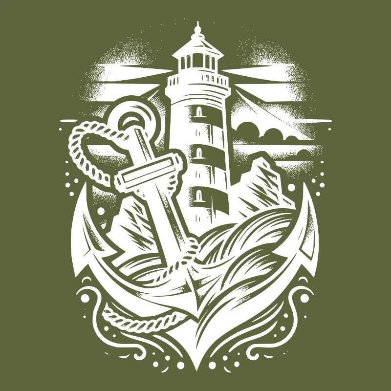 Phare côtier avec ancre et feu