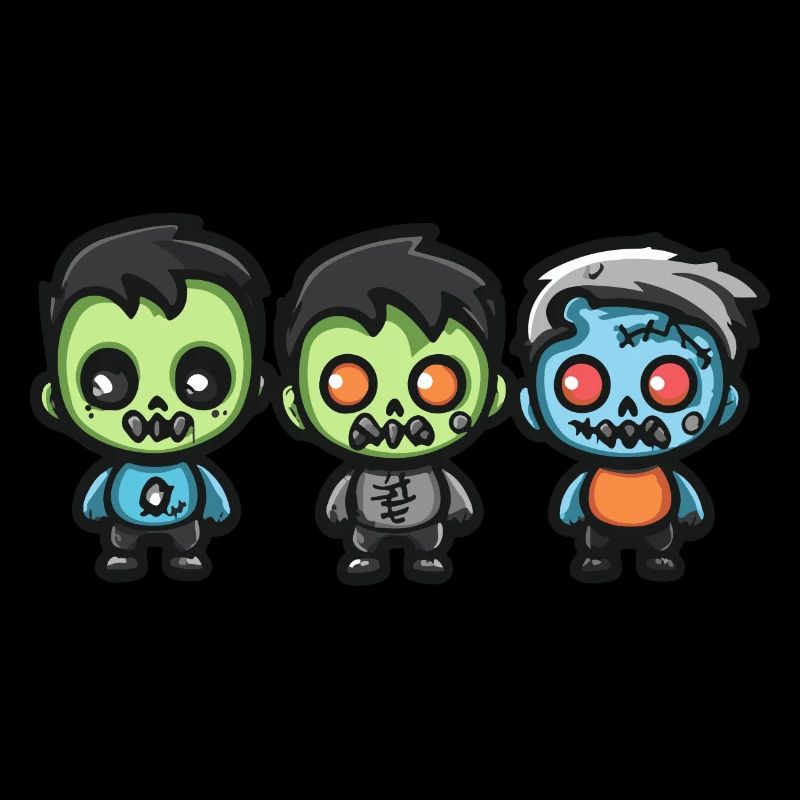 Zombies Halloween Niedlich Comic