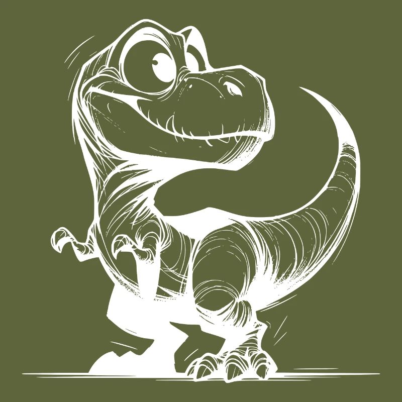 Friendly Smiling T-Rex Dino Drawing