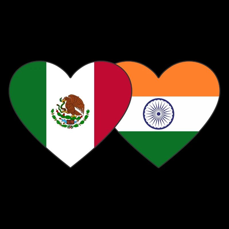 Mexico India Flag Heart