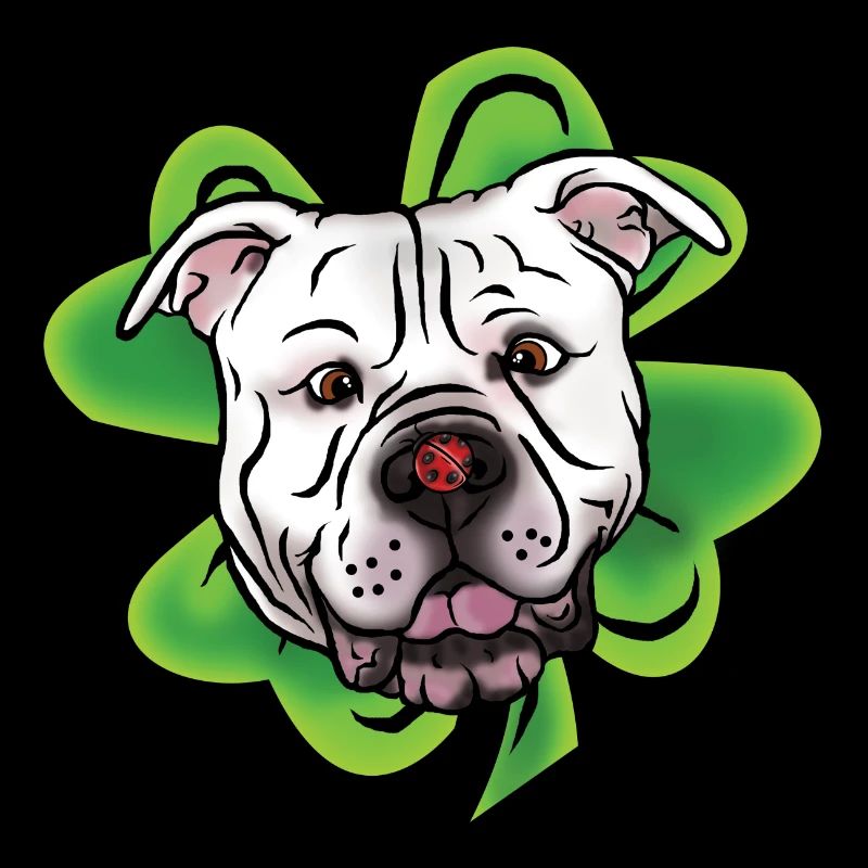 Comic Lucky Bulldog with Ladybug