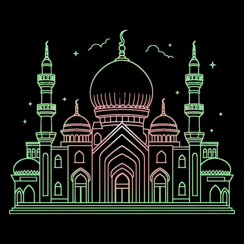 Moschee Stern Halbmond stilisiert grün oder schwarz