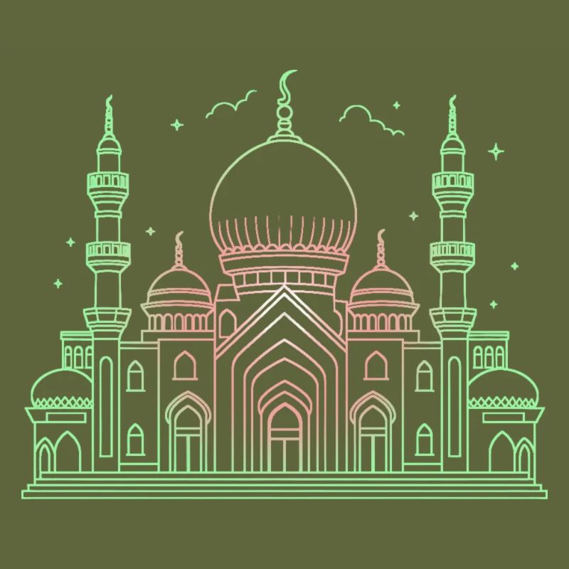 Moschee Stern Halbmond stilisiert grün oder schwarz