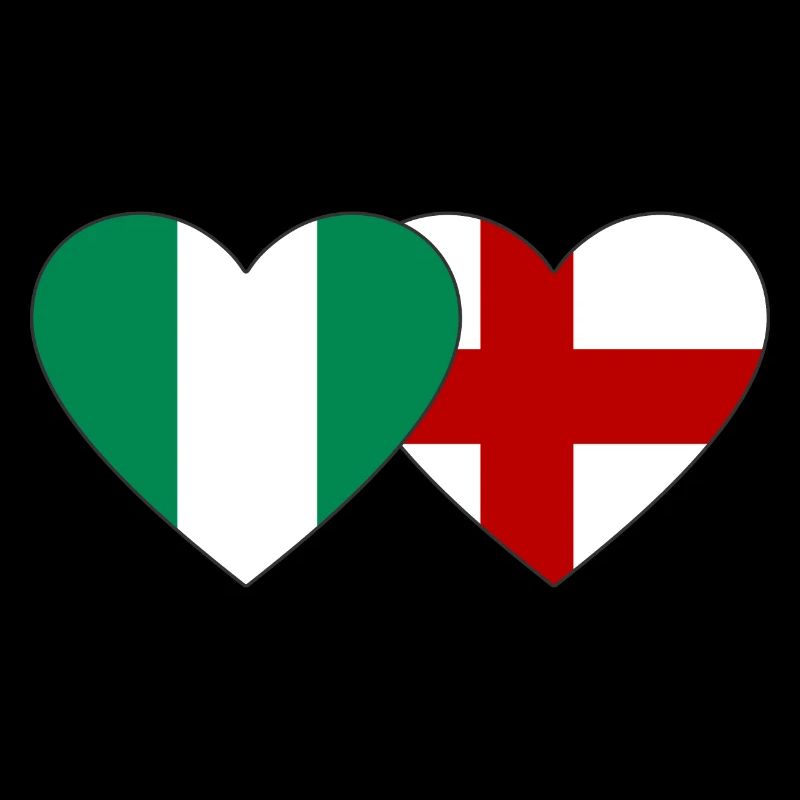 Nigeria England Flag Heart