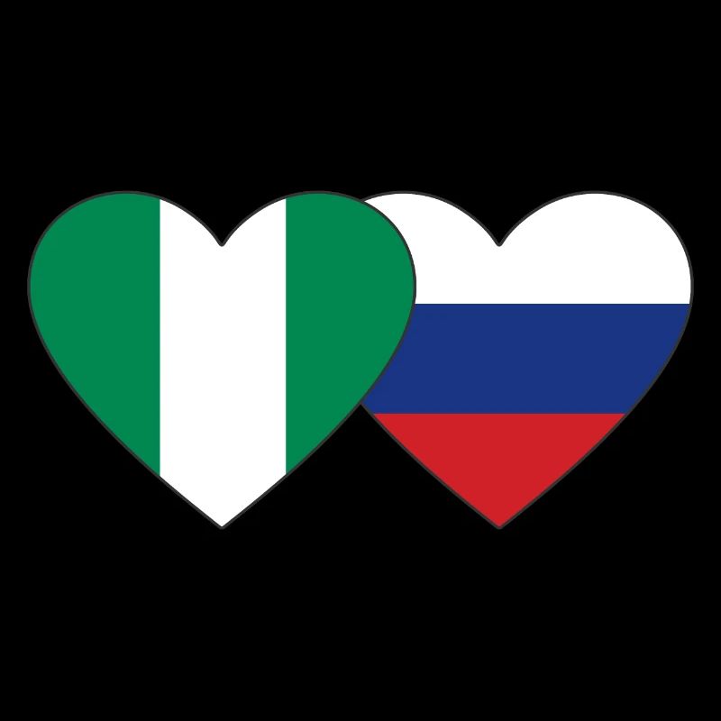 Nigeria Russie Drapeau Coeur