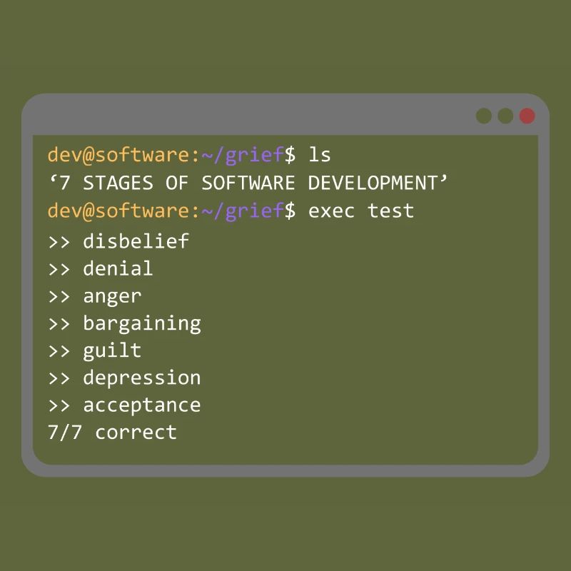 7 Stages of Software Development (Grief) - Console