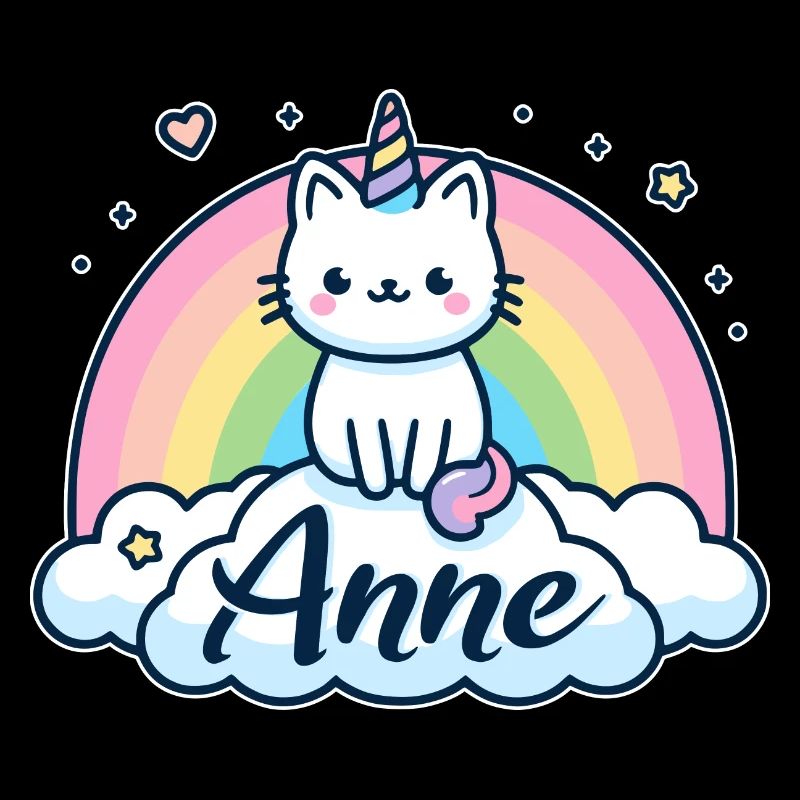Anne Nom Prénom Licorne Chat