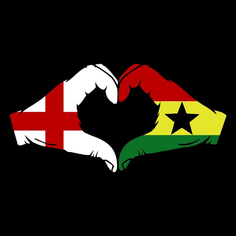 Angleterre Ghana Drapeau Mains Coeur Forme