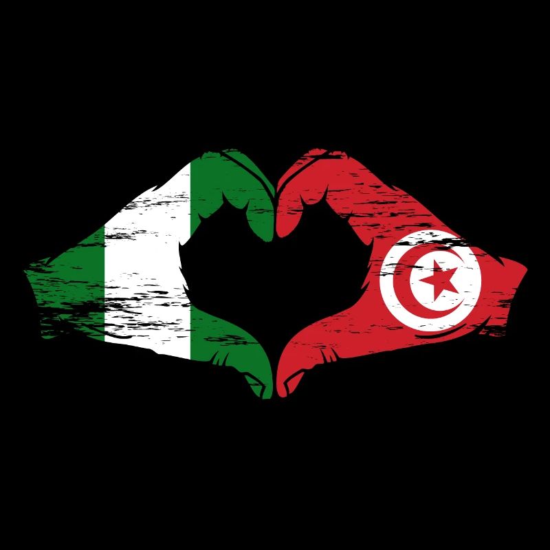 Nigeria Tunisie drapeau mains forme de coeur utilisé