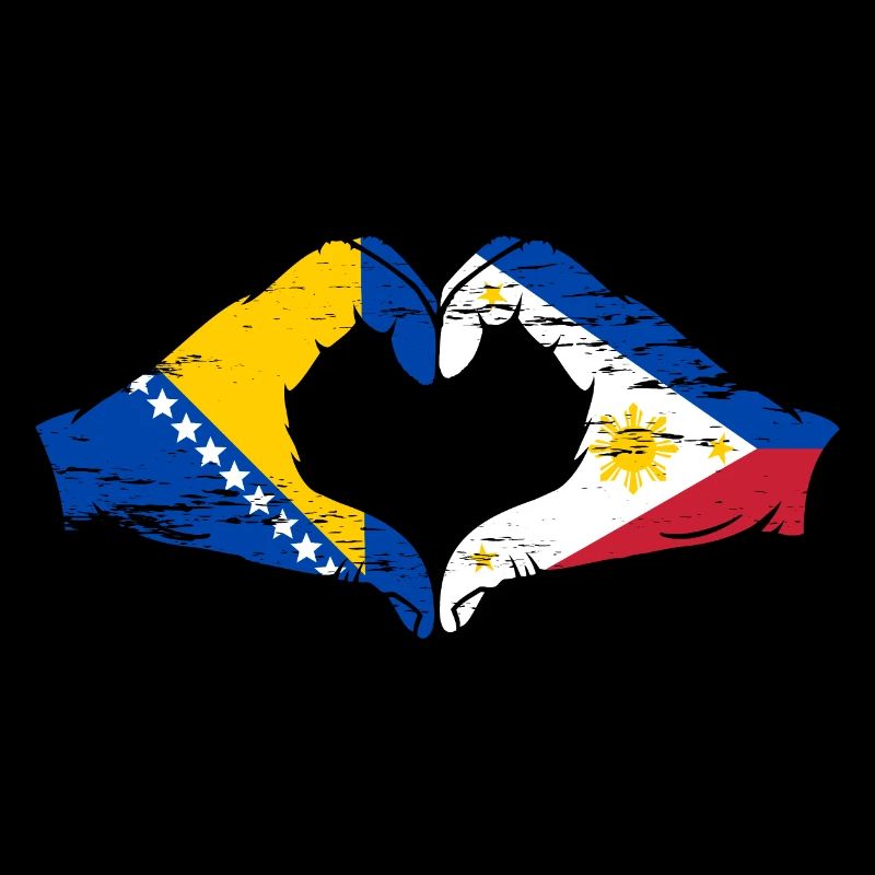 Bosnie Philippines drapeau mains forme de coeur utilisé