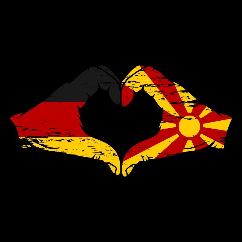 Allemagne Macédoine Drapeau Mains Coeur Forme Utilisé