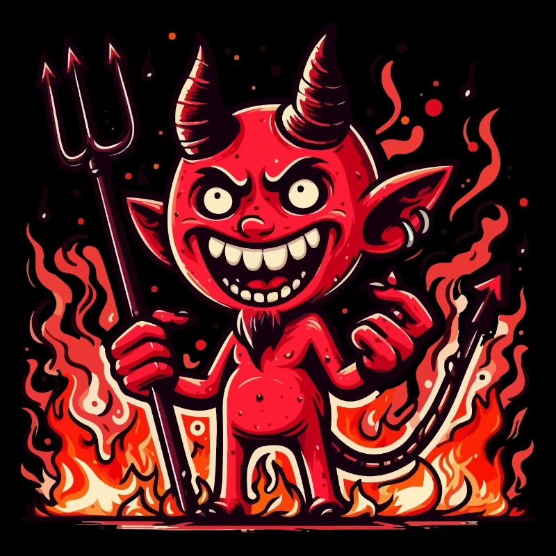 Cartoon Devil in Flames