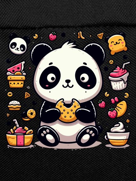 Süßer Panda mit Snacks