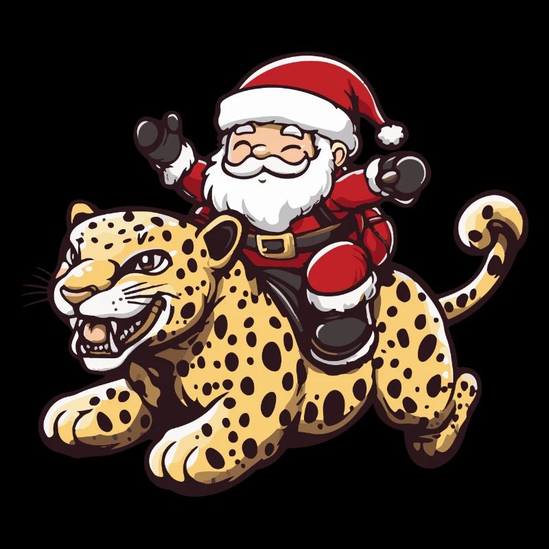 Leopard Santa Claus Cartoon