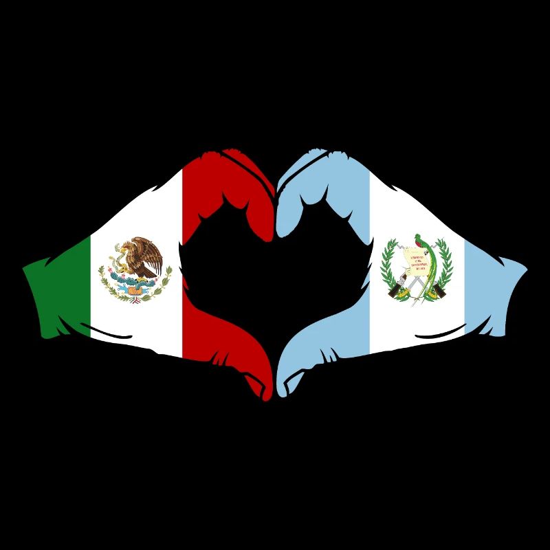 Mexico Guatemala Flag Hands Heart Shape