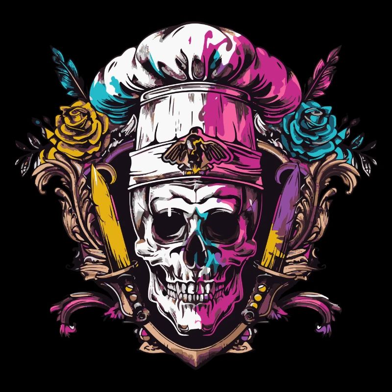 Koch Skull Skelett Chef Wappen
