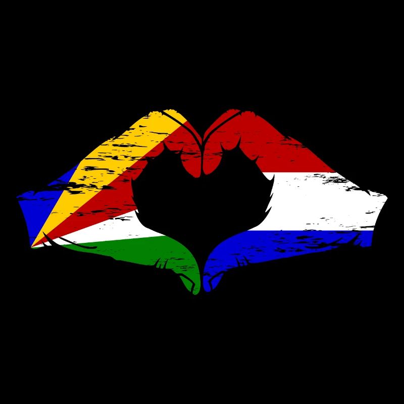 Seychelles Holland flag hands heart shape used