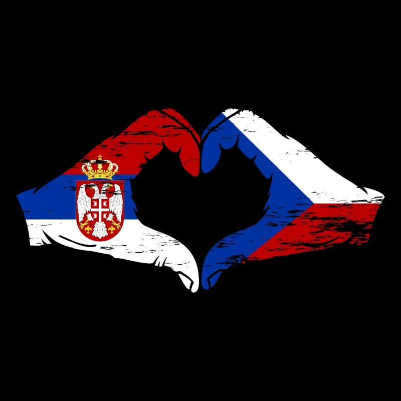 Serbie République tchèque drapeau mains forme de coeur utilisé