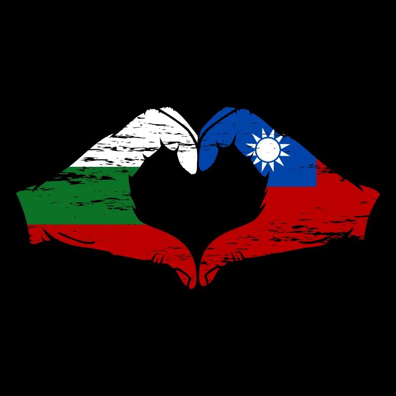 Bulgarie Taïwan drapeau mains forme de coeur utilisé