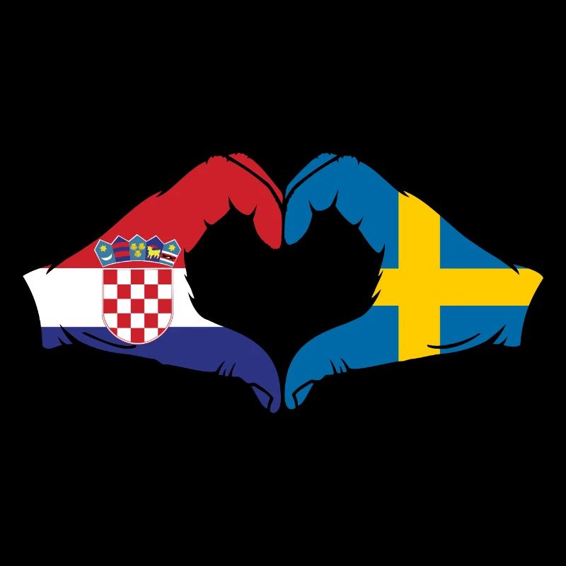 Croatie Suède Drapeau Mains Coeur Forme