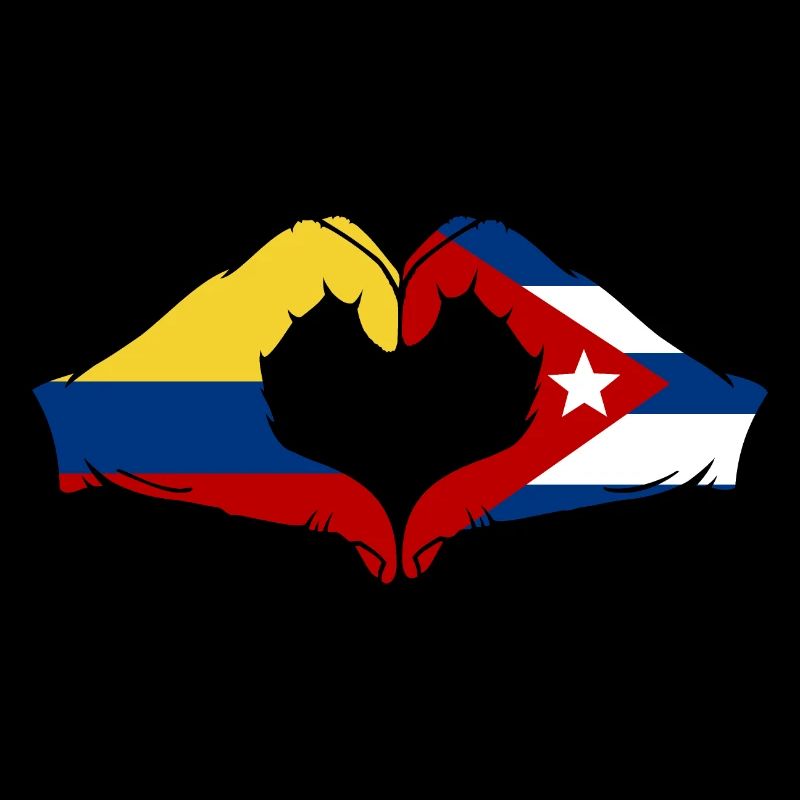 Colombie Cuba Drapeau Mains Coeur Forme