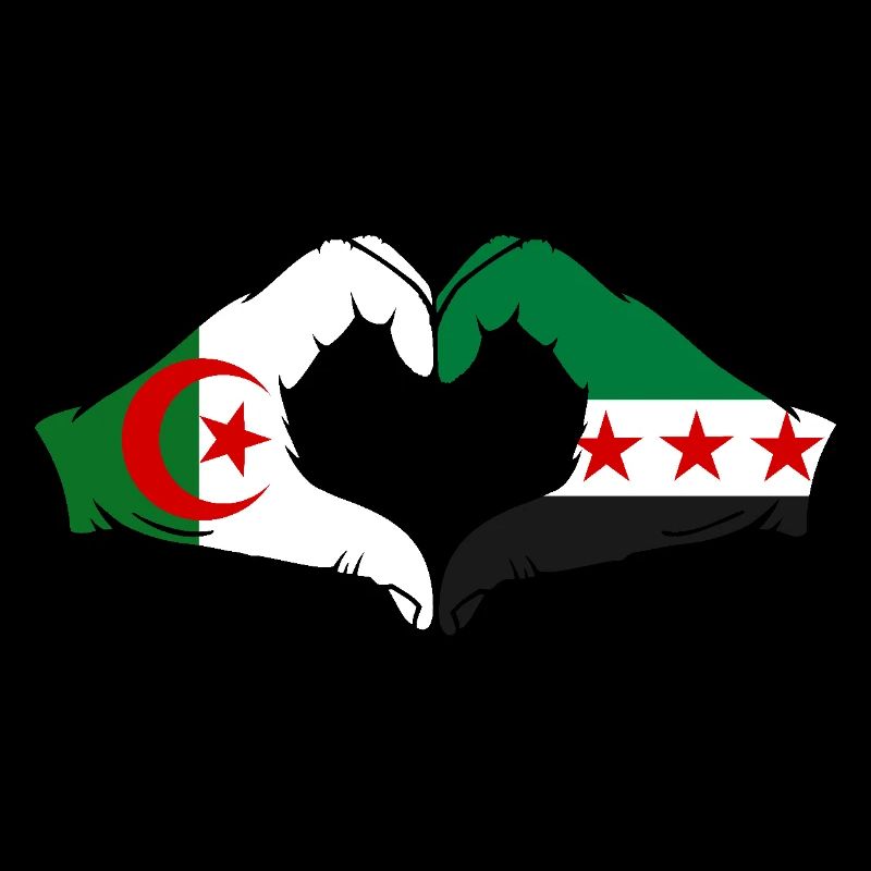 Algeria Syria Flag Hands Heart Shape